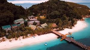 Rawa Island beach and jetty coastline for ferry transfers via Mersing